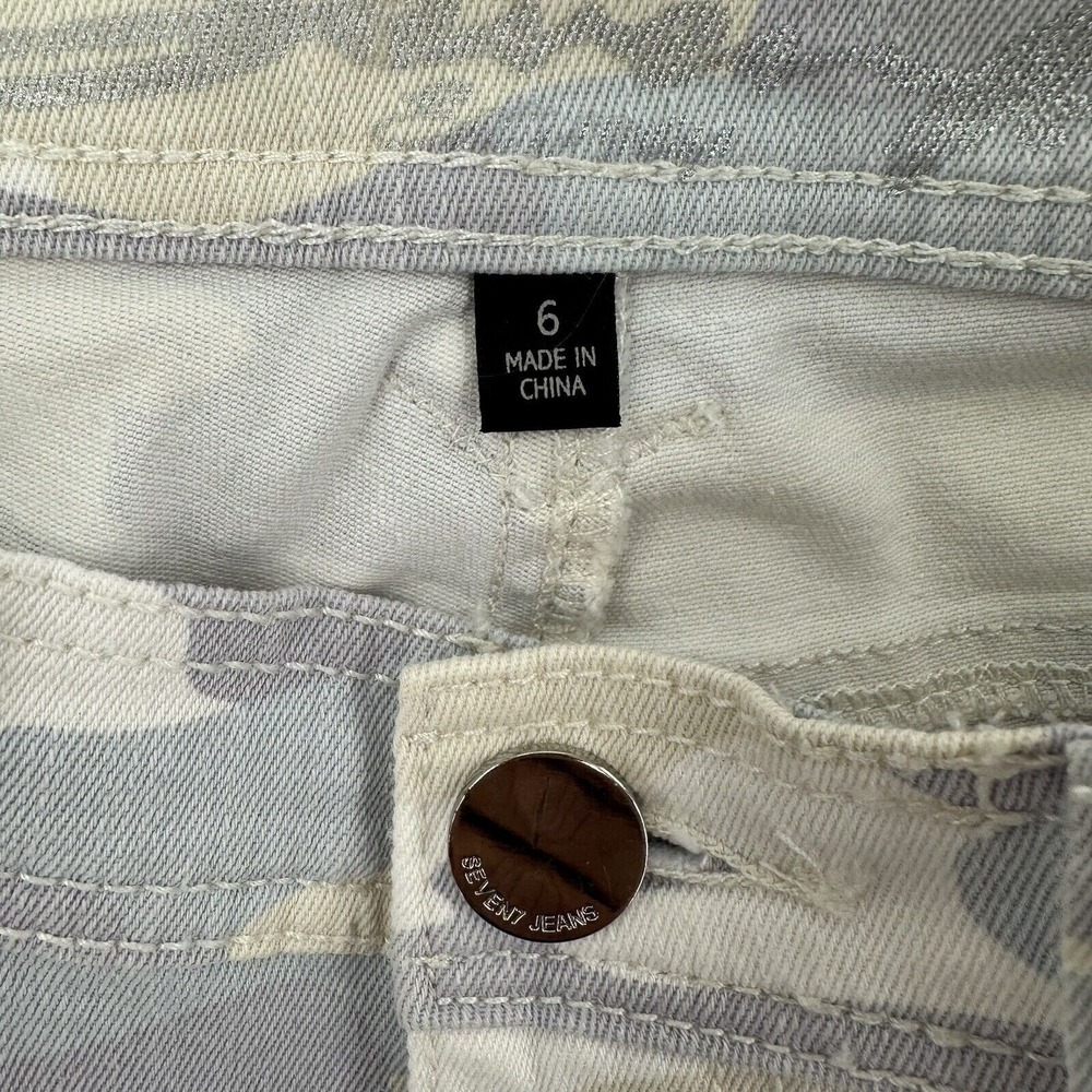 Seven7 Womens Camo Skinny Easy Fit Jeans Grey Beige Distressed Size 6 Casual - Picture 5 of 8